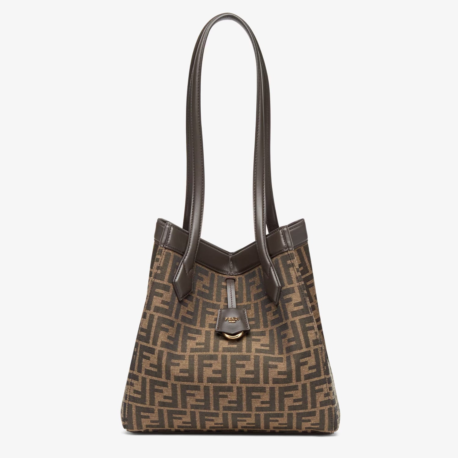 Fendi Origami Medium Handbag Brown FF Jacquard Fabric Handbag Women's Luxury Trend Clutch Temperament Fashion Bag Bags 8BS083AFPMF1GL7  #81635