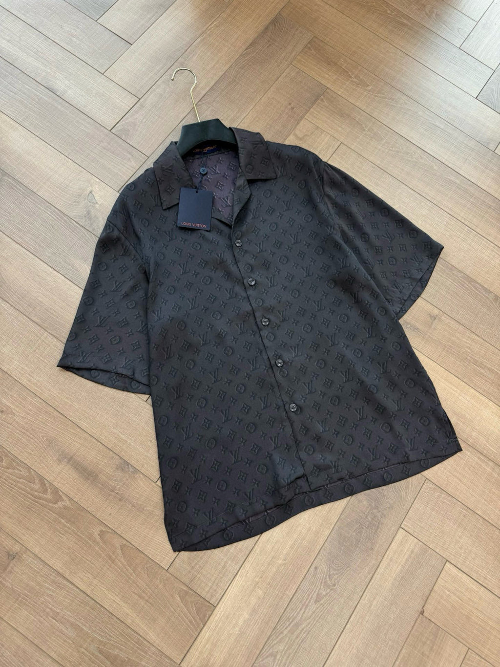 Louis Vuitton Men's Summer Logo Jacquard Single Breasted Casual Short Sleeve Shirt Stretch Waistband Shorts Set Suit #75979