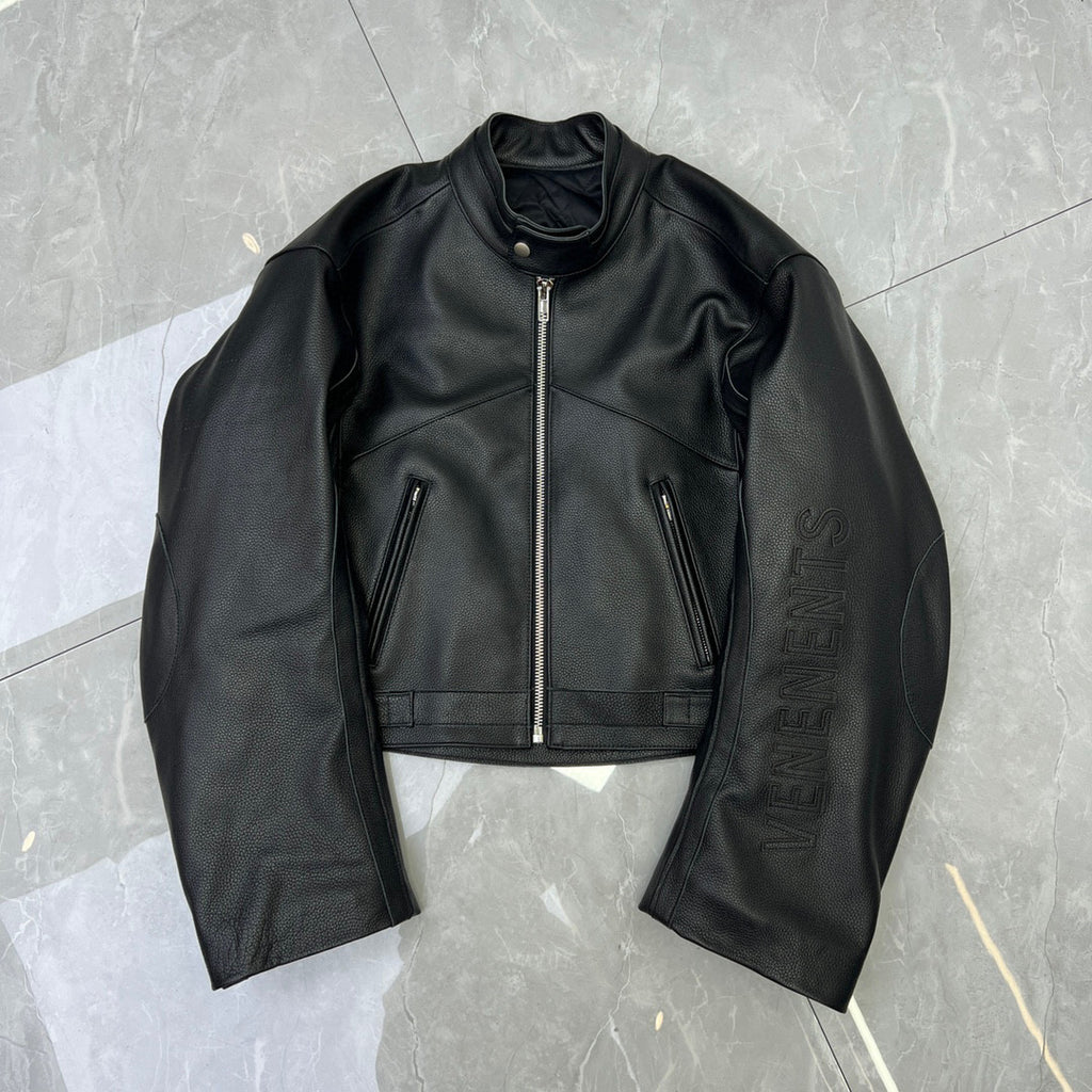 Vetements Black Short Sleeved Leather Jacket #21919