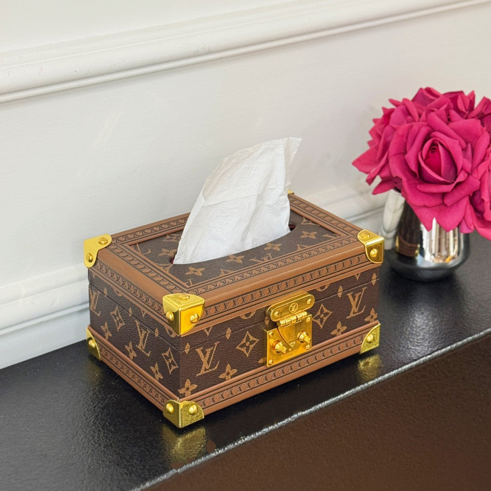 Louis Vuitton Monogrammed Printed Latch Closure Coated Canvas Organizer Tissue Box Hard Case Bag Bags #76449