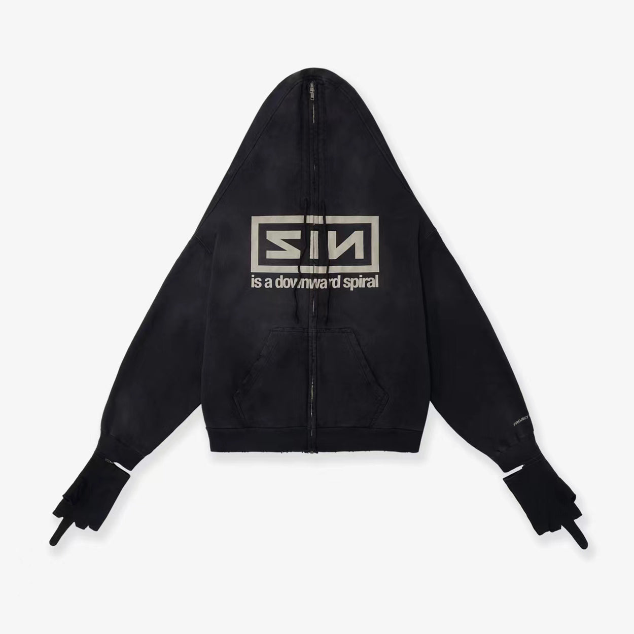 GRAILZ Men's Spring And Autumn 2-in-1 Gloves with Shoulder Zipper Letter Print Hoodie Sweatshirt Long Sleeve Jacket Ngvp #1858