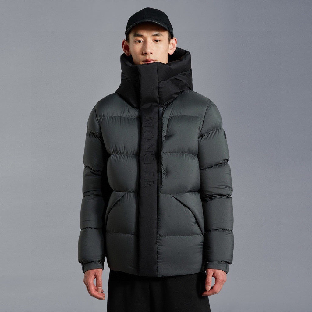 Moncler Men's Winter Letter Logo Embroidery Zipper Hooded Short Puffer Down Long Sleeve Jacket #73486