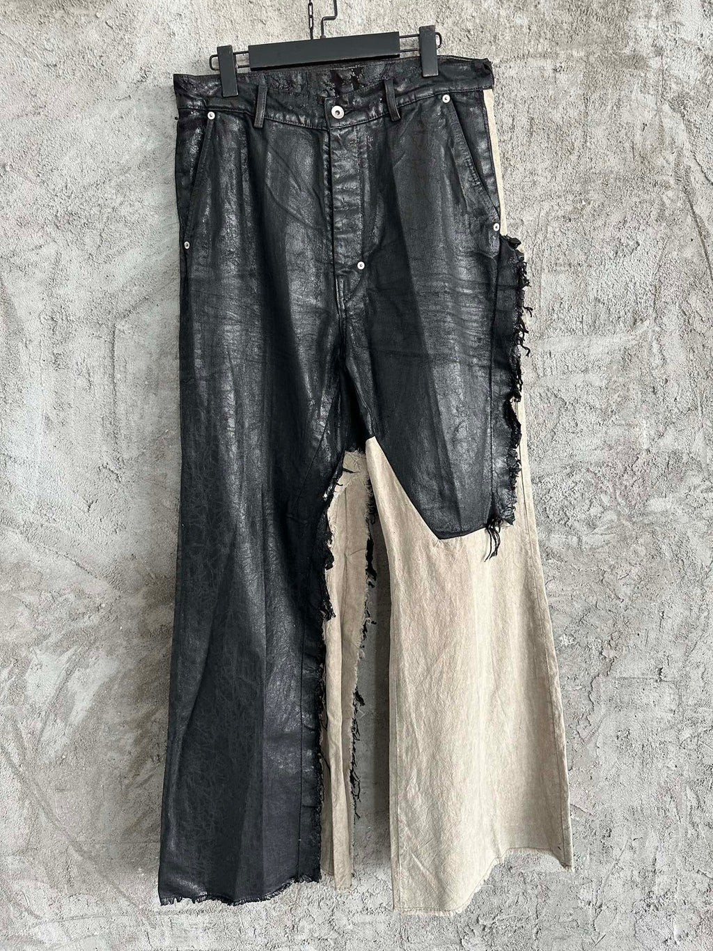 Rick Owens Waxed Colorblock Wide-leg Pants #334947