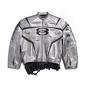 Balenciaga Men's Women's Autumn And Winter Cowhide Old Splicing Unity Sports Idol Silver Zipper Standing Collar Long Sleeve Loose Racer Jacket Ngvp #8579
