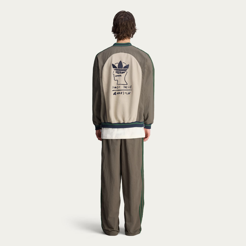 Adidas x Brain Dead Men's Spring/Summer Autumn Retro Color Contrasting Sports V-neck Hoodie Logo Long Sleeve Sweatshirt #81714