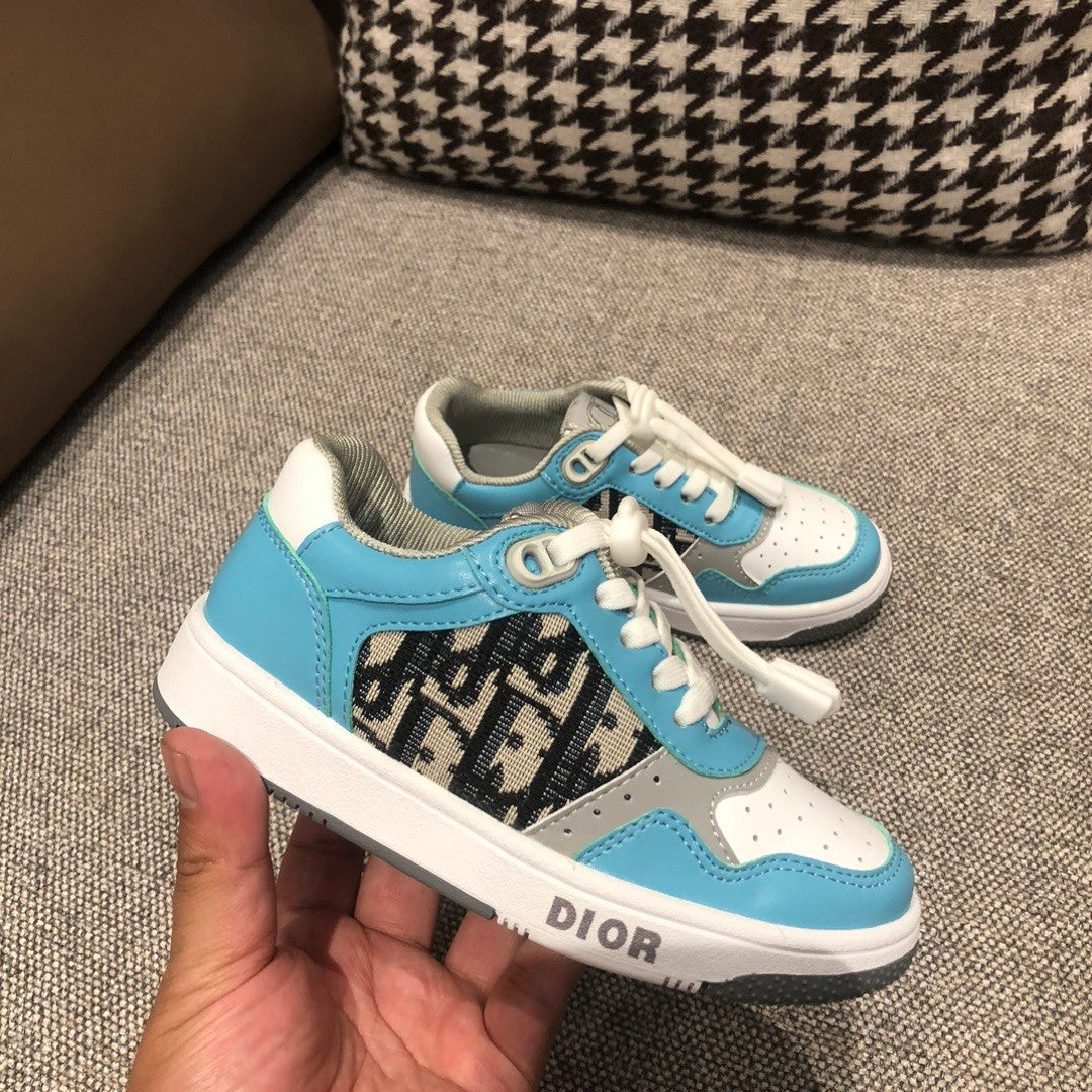 Dior Kid's Four Seasons Color Blocking Lace-Up Round Head Low Top Casual Board Shoes #31271