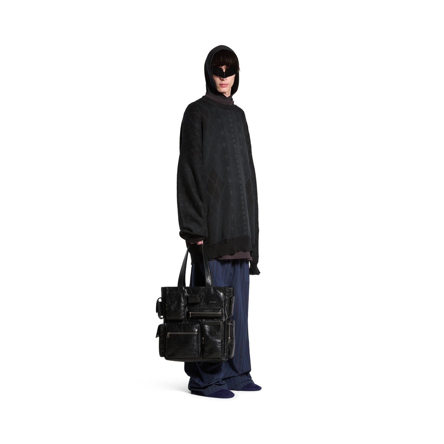 Balenciaga Men's Superbusy Tote Bag Sheepskin Oversized Solid Color Casual Handbag Bags 785296210C81000 #71975