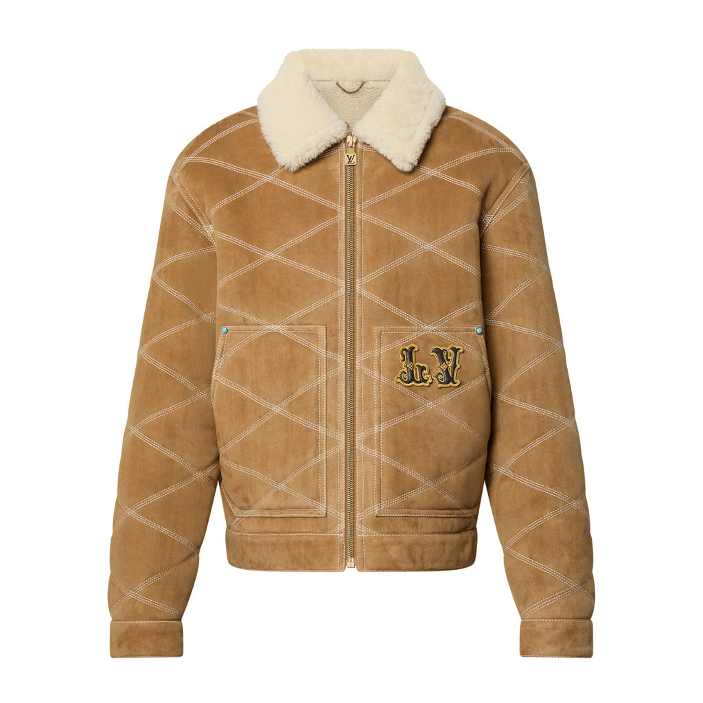 Louis Vuitton Men's Winter Logo Embroidery Wool Lapel Zipper Long Sleeve Jacket #73429