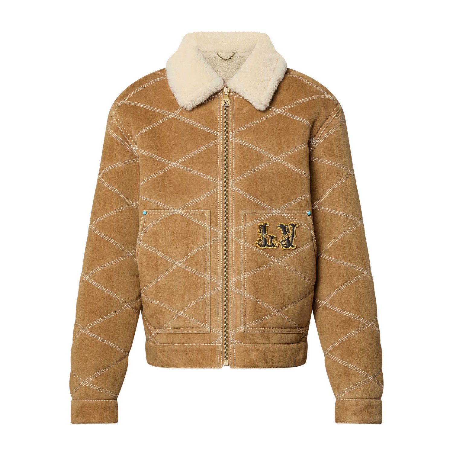 Louis Vuitton Men's Winter Logo Embroidery Wool Lapel Zipper Long Sleeve Jacket #73429