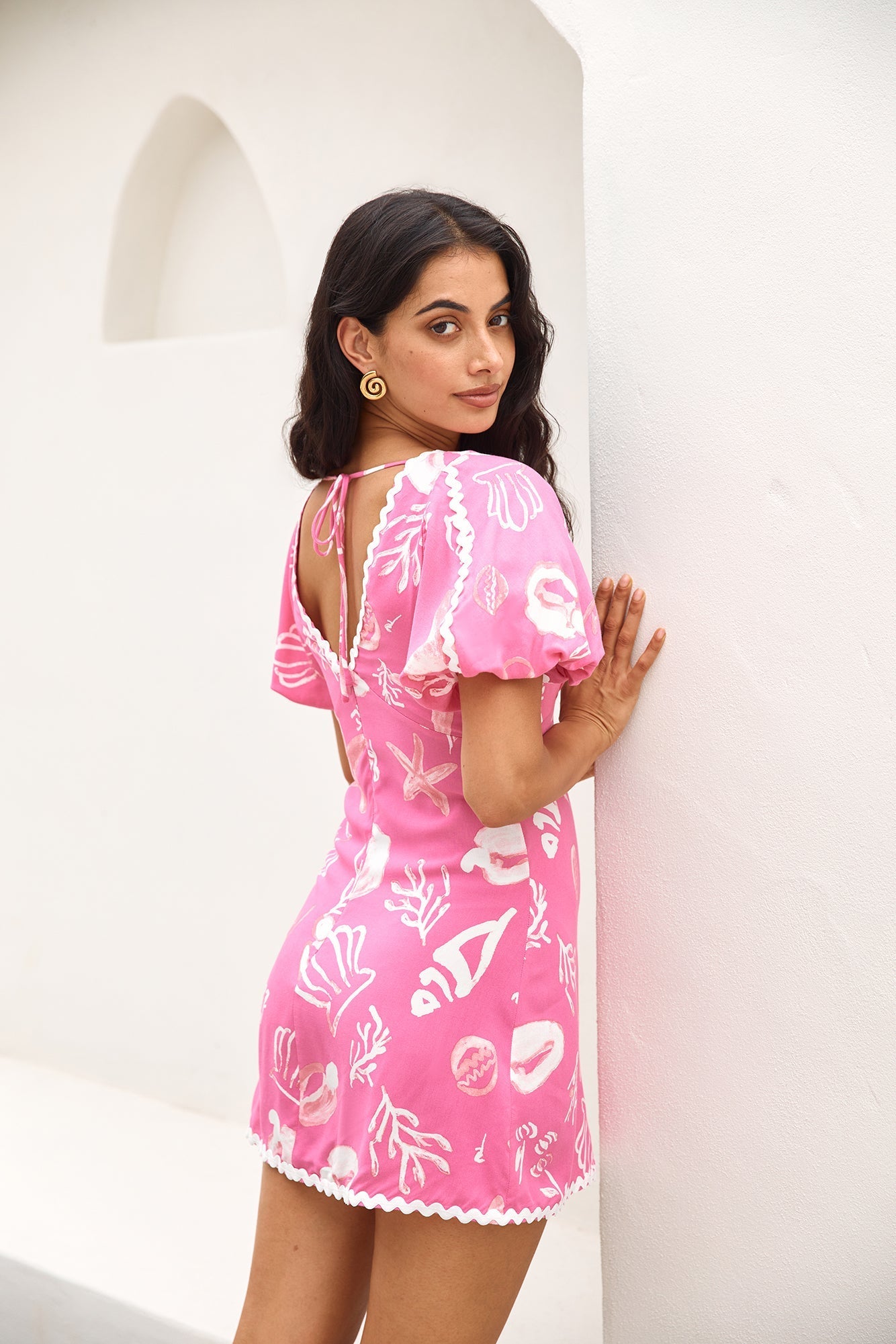 Seashell Searching Mini Dress Pink