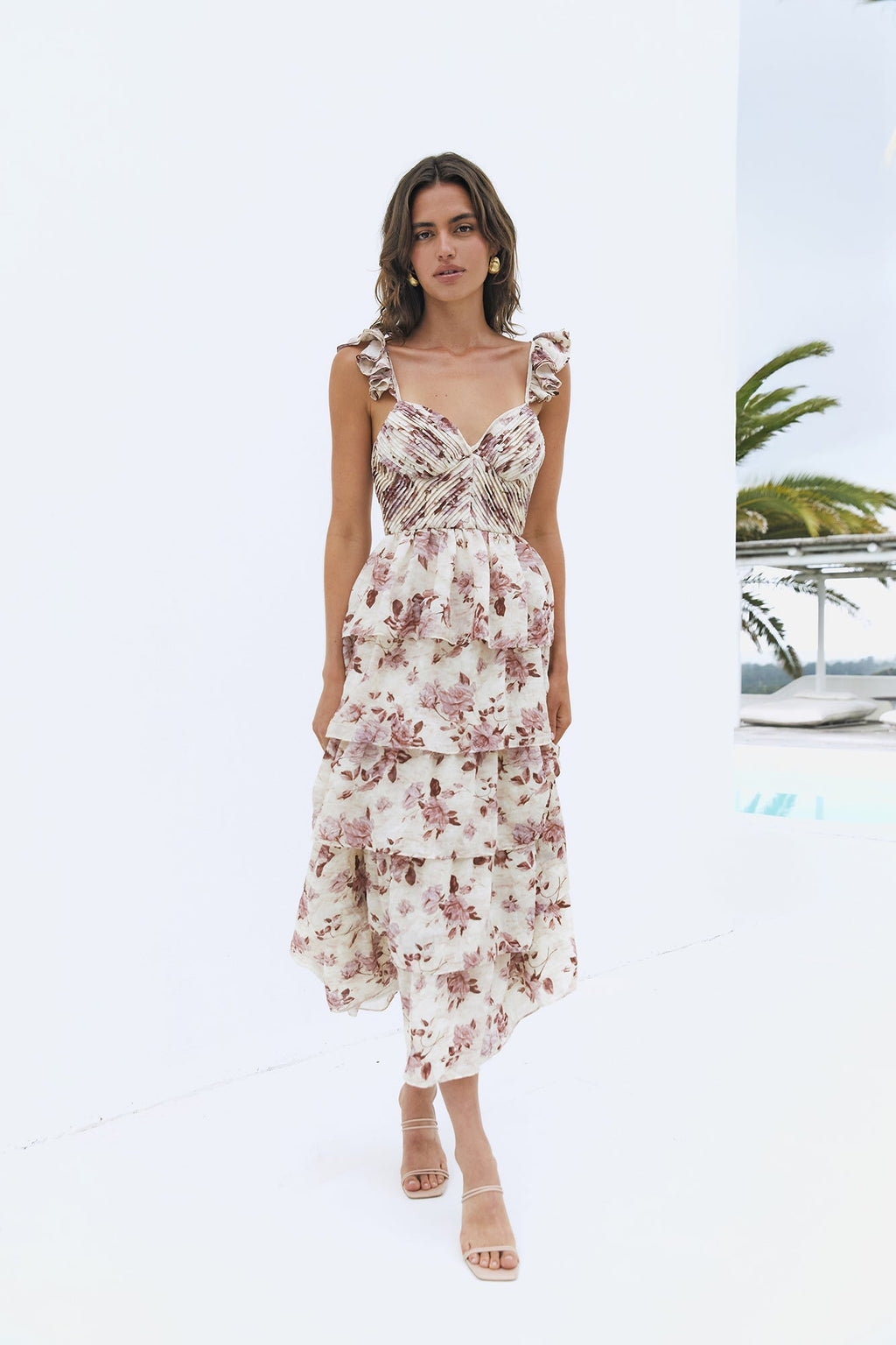 Florienne Tiered Midi Dress Mauve