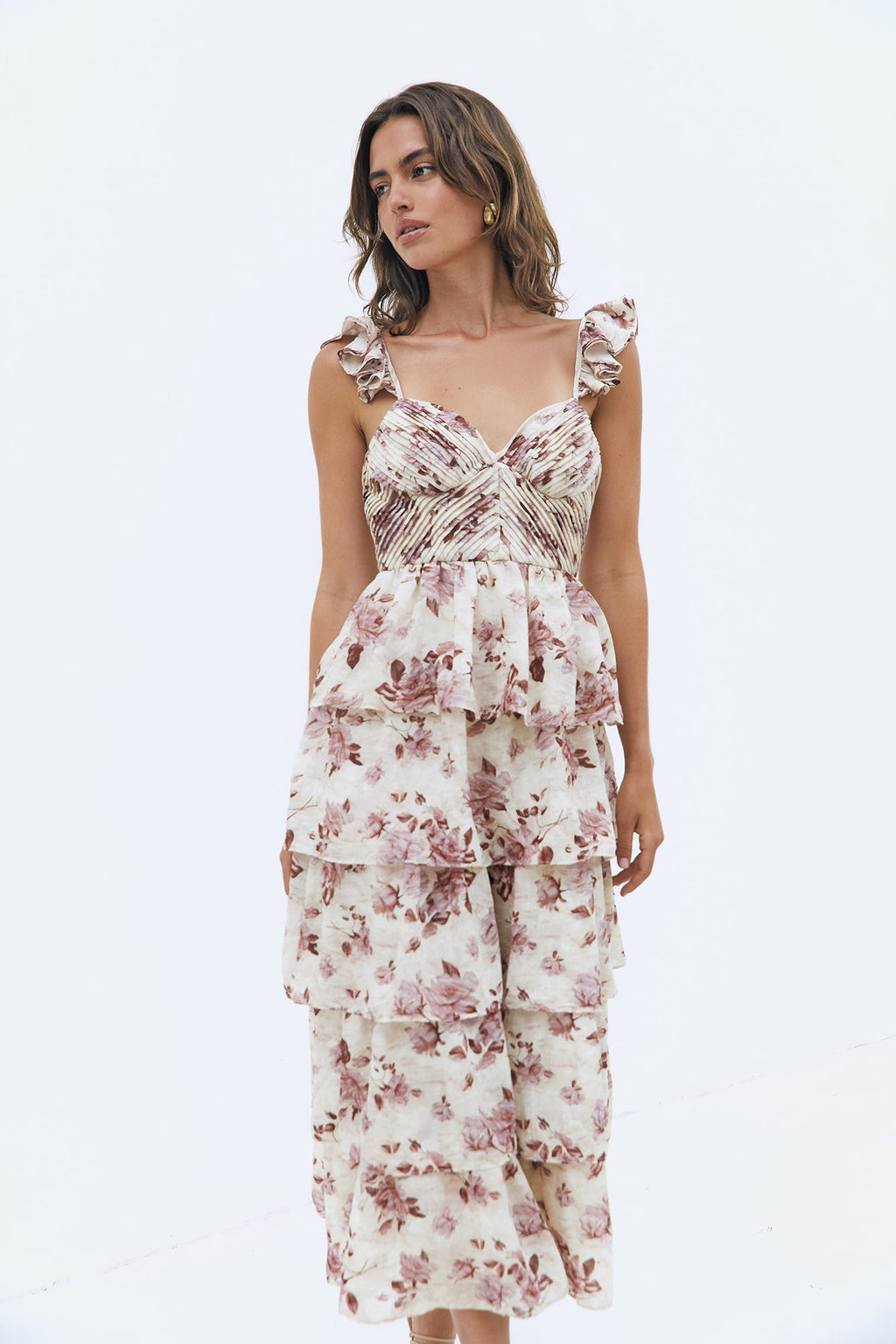 Florienne Tiered Midi Dress Mauve