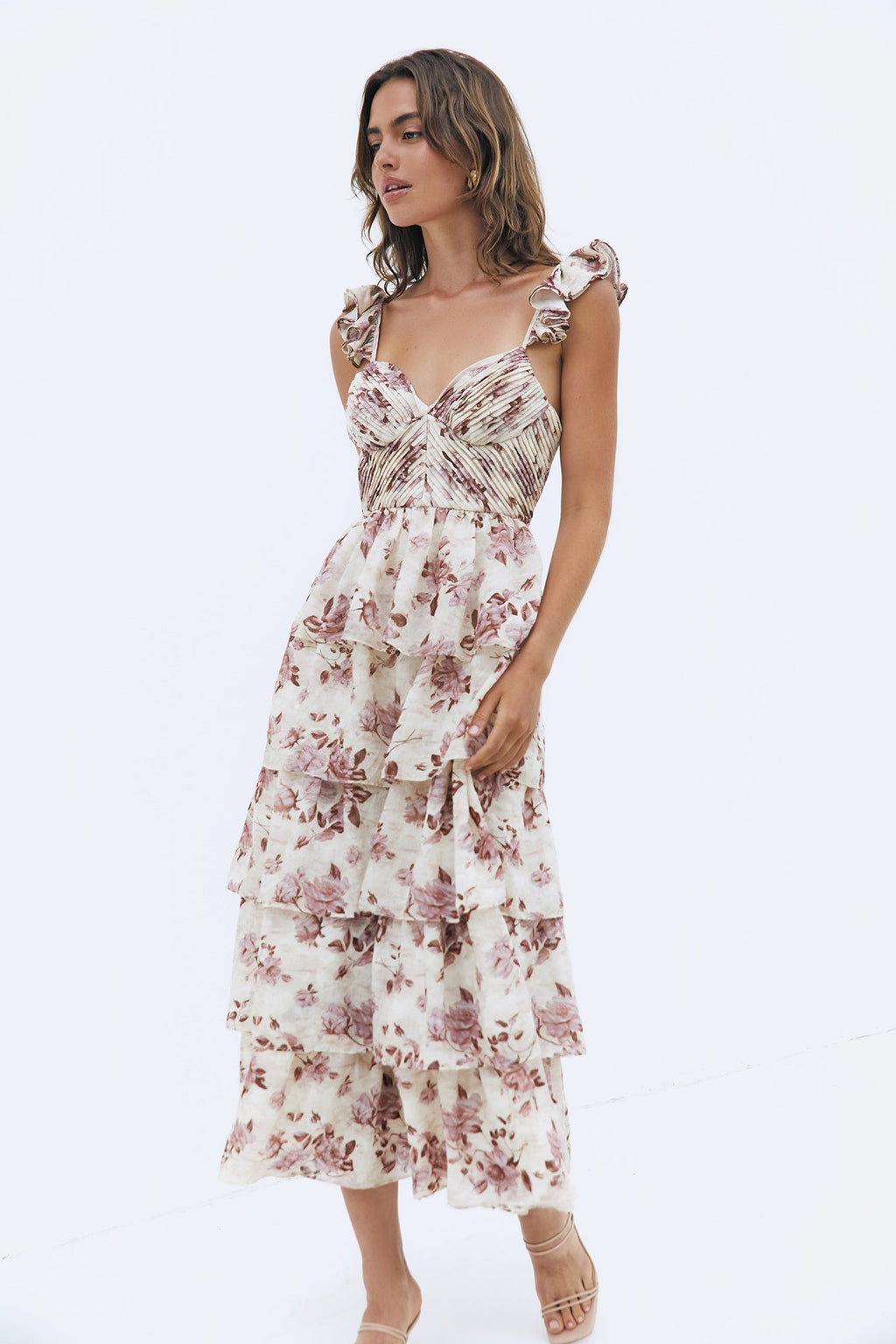 Florienne Tiered Midi Dress Mauve