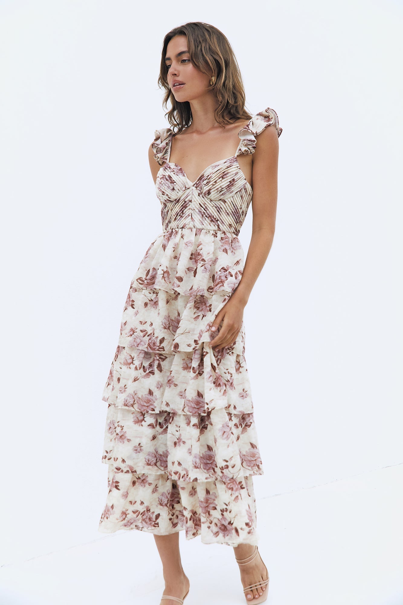 Florienne Tiered Midi Dress Mauve
