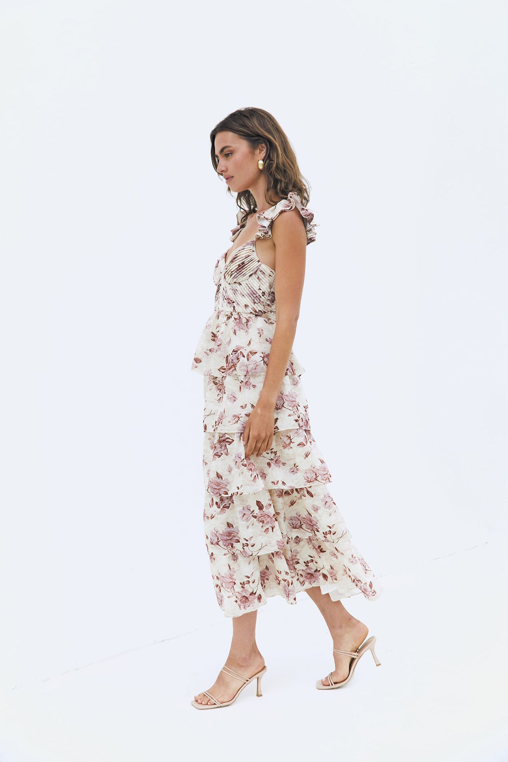 Florienne Tiered Midi Dress Mauve
