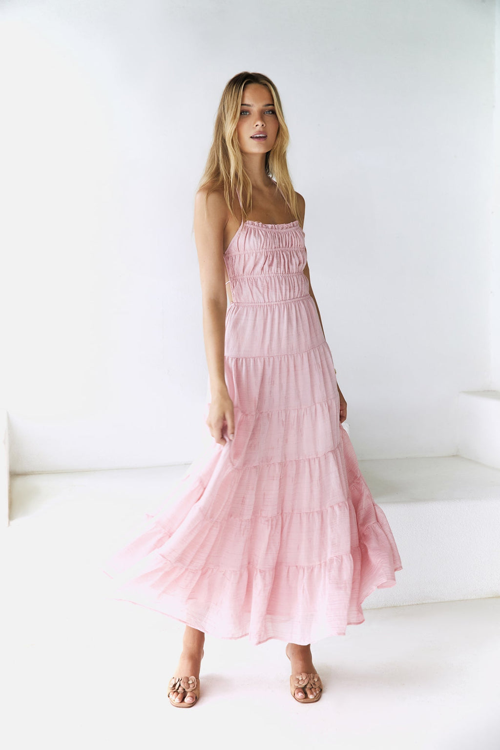 Renaissance Art Maxi Dress Pink