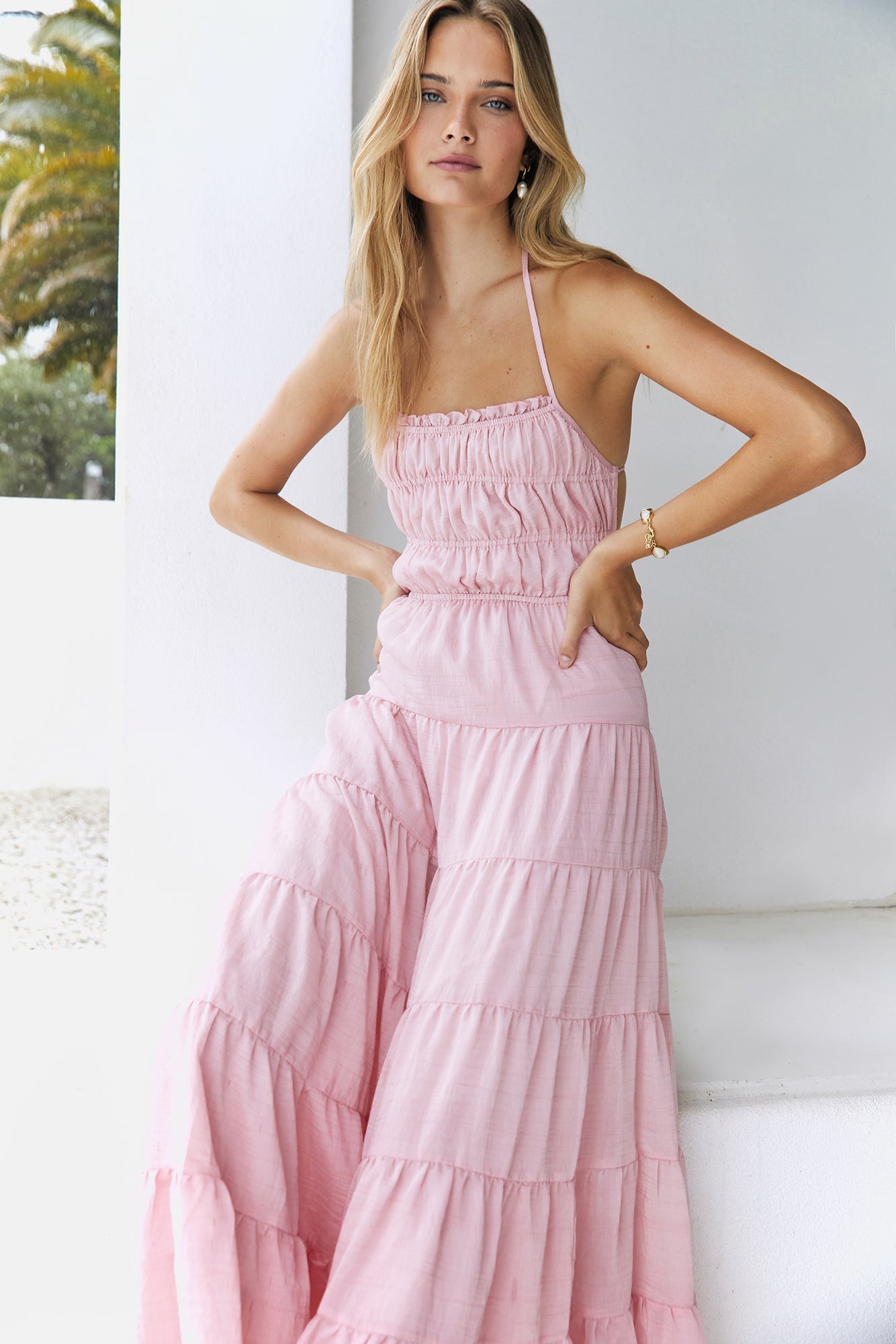 Renaissance Art Maxi Dress Pink