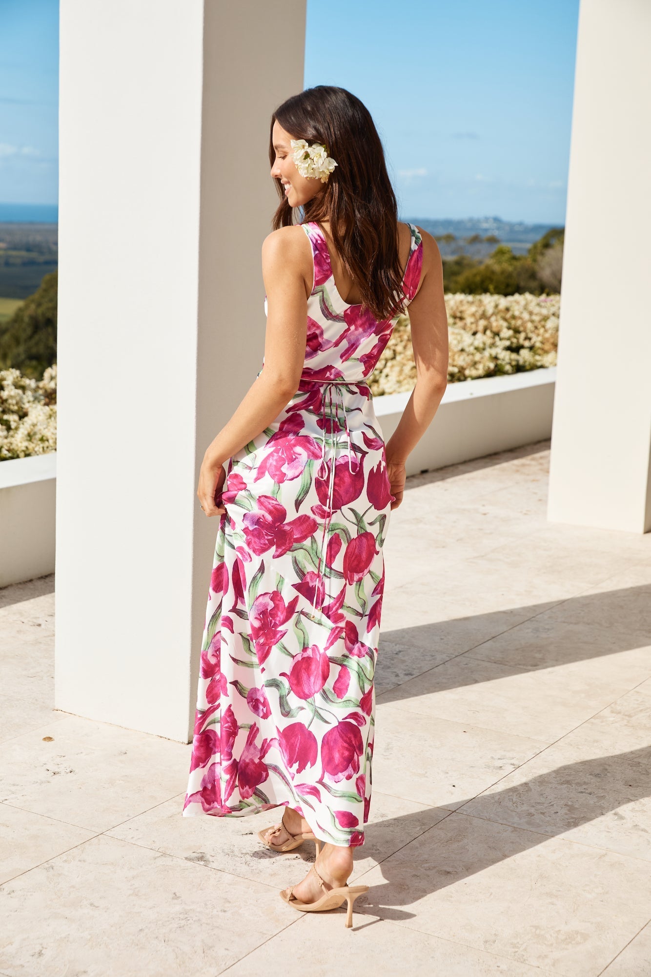 Garden Tour Satin Maxi Dress Pink