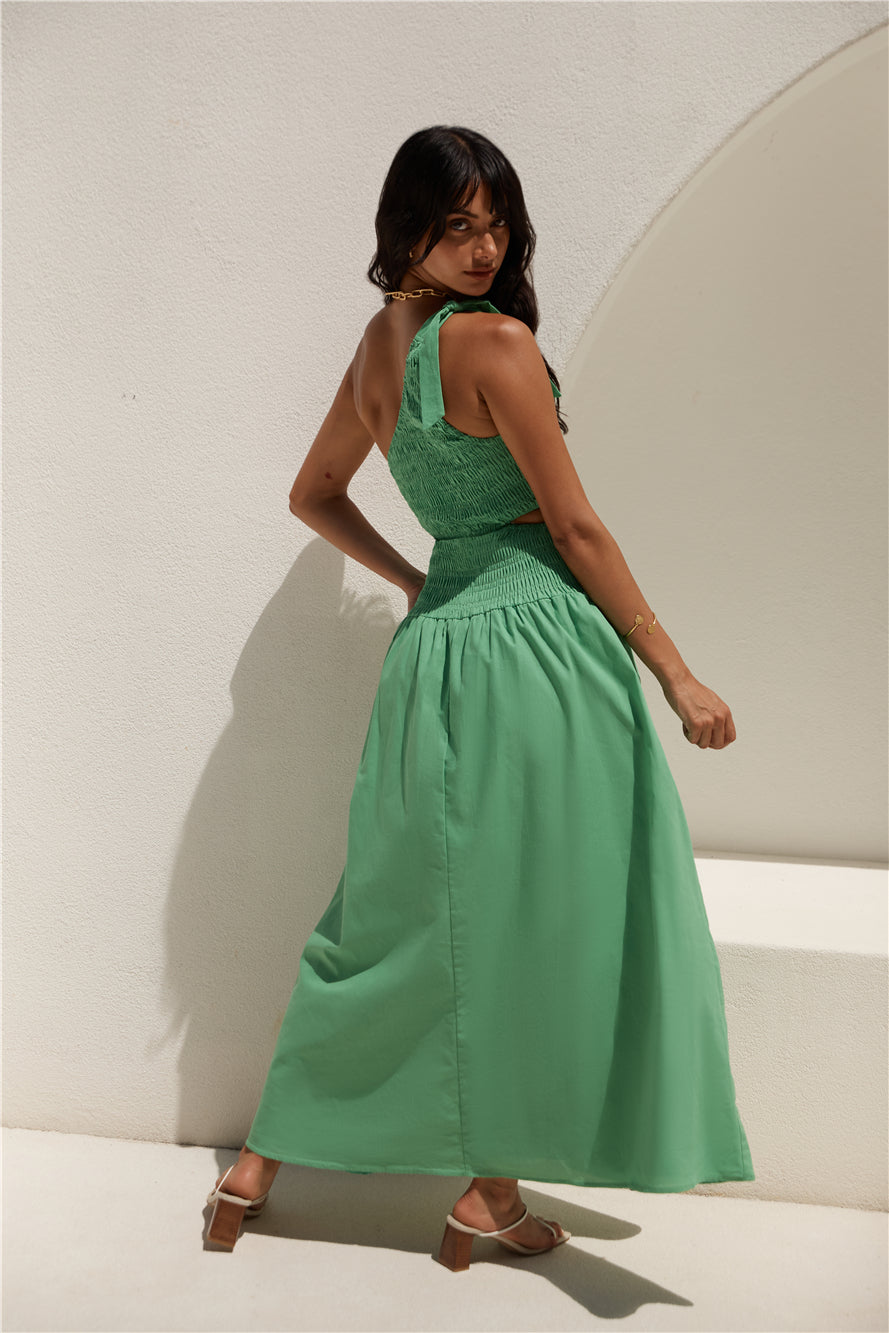 Close Up One Shoulder Maxi Dress Green
