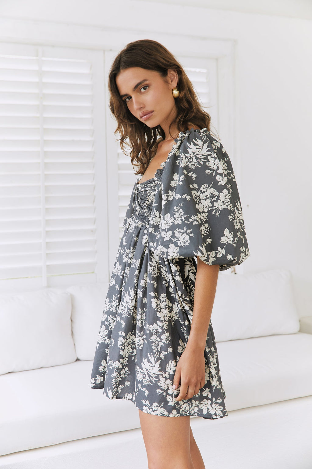 Secret Garden Mini Dress Gray