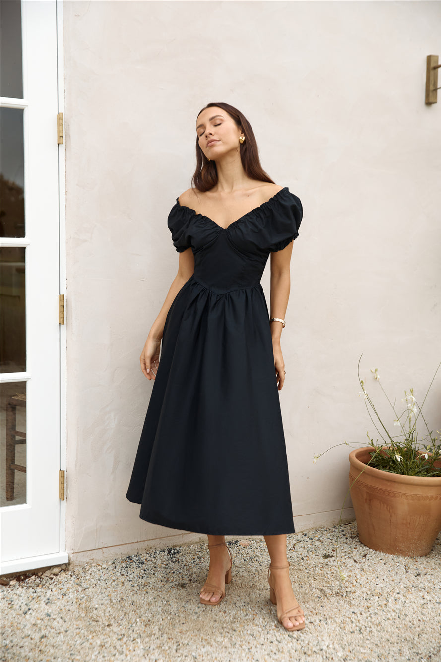 Upon A Dream Midi Dress Black