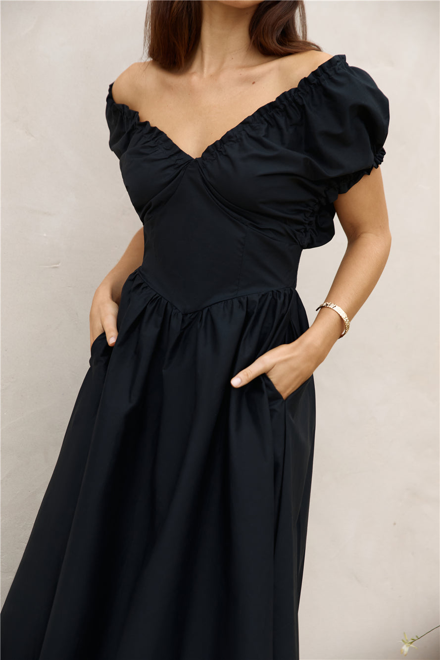 Upon A Dream Midi Dress Black