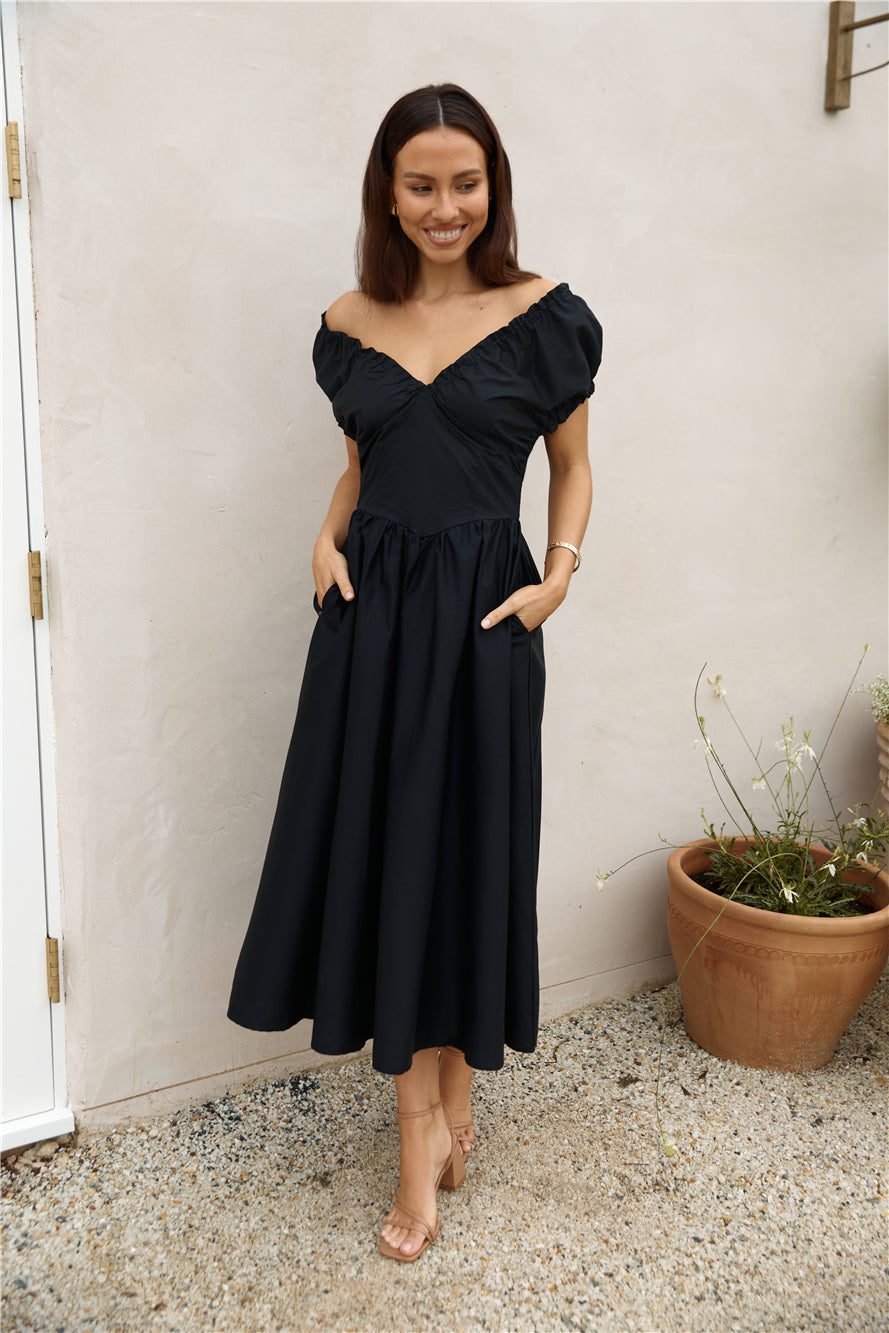 Upon A Dream Midi Dress Black