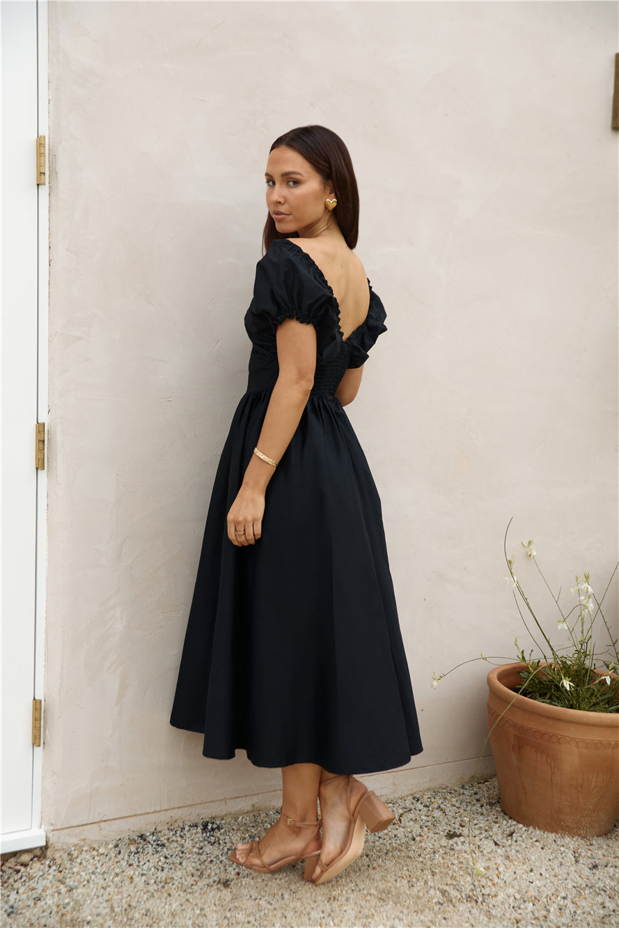 Upon A Dream Midi Dress Black