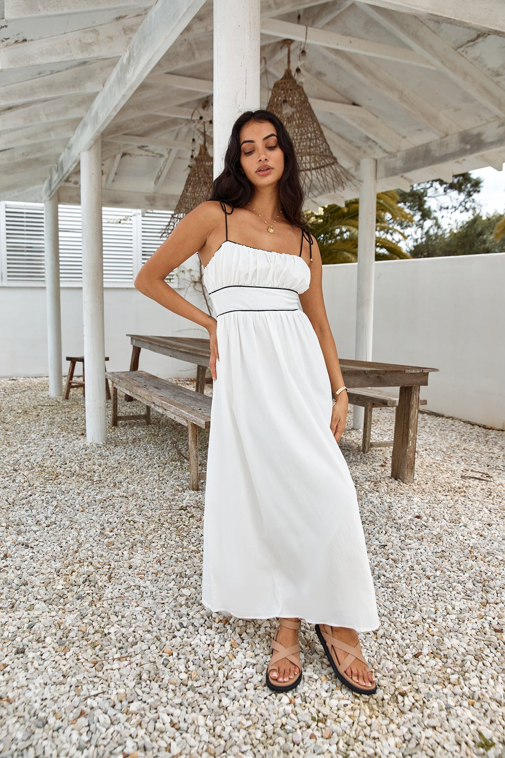 Across The River Maxi Dress White