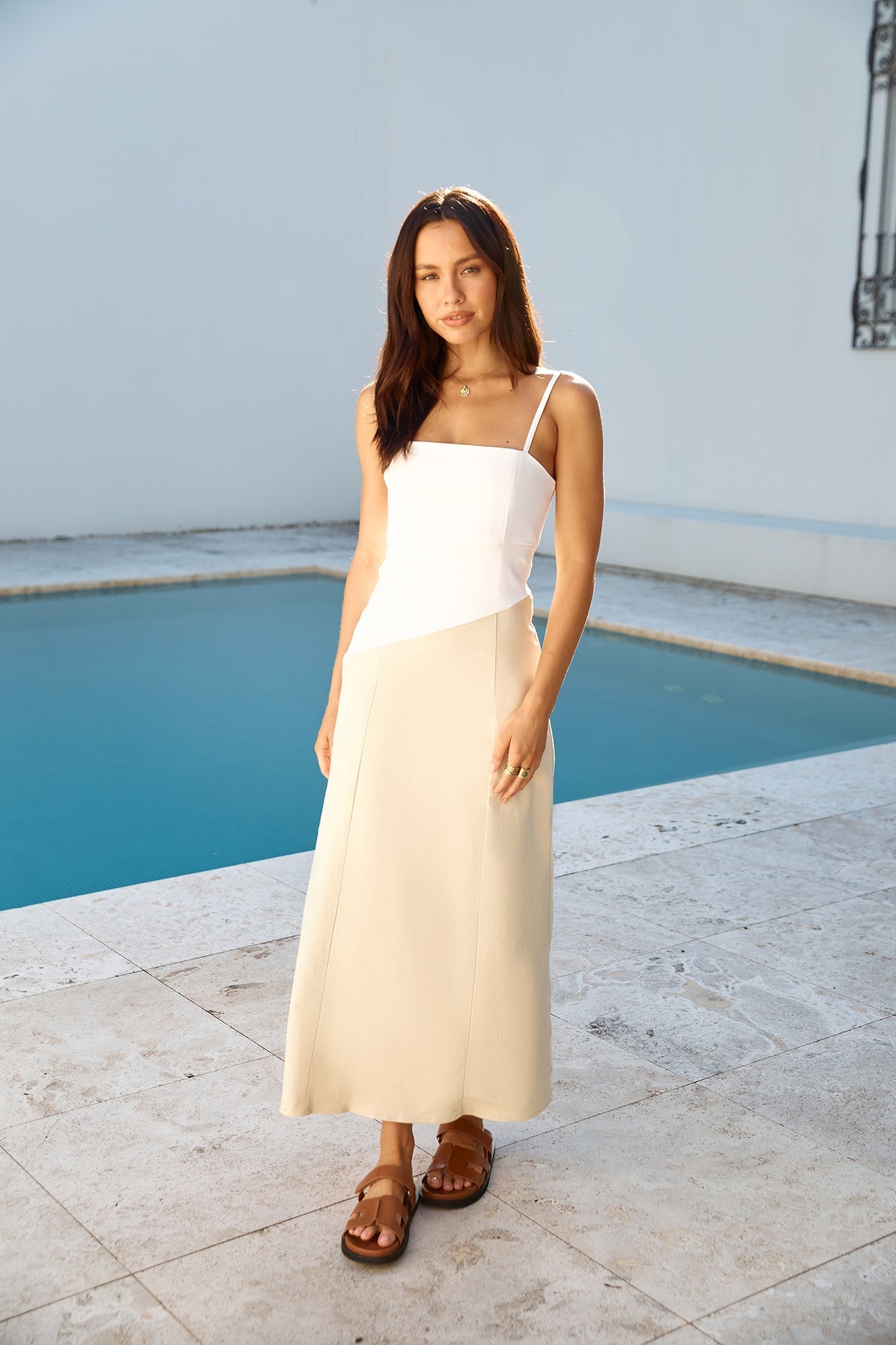 Brunch Date Midi Dress Beige