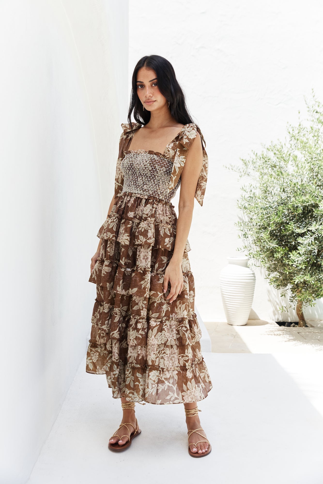 Gypsy Heart Maxi Dress Brown