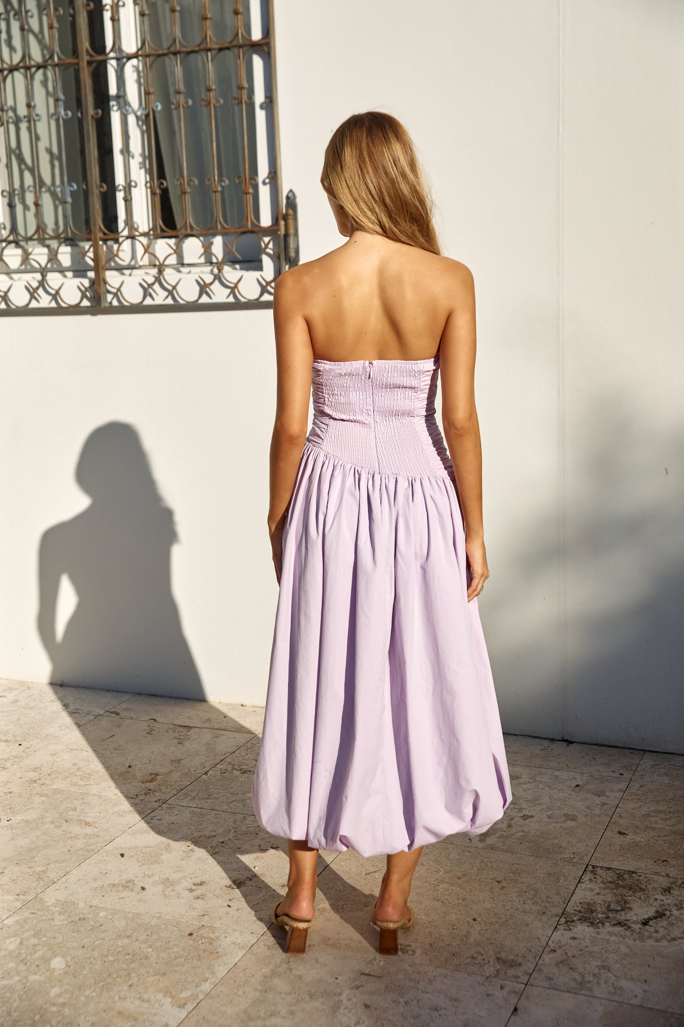See You Tonight Bubble Hem Midi Dress Lilac