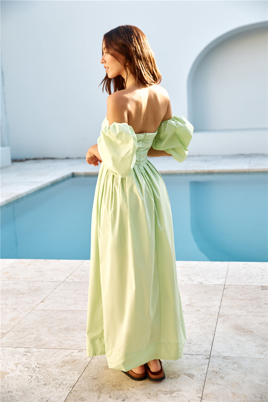Bella Off-Shoulder Maxi Dress Green