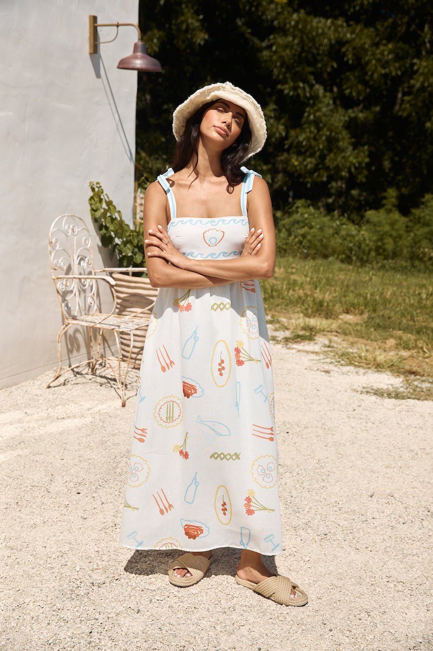 Provence Escape Linen Maxi Dress Multi