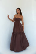Unforgettable Style Strapless Maxi Dress Brown