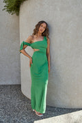 Luscious Fields One Shoulder Maxi Dress Green