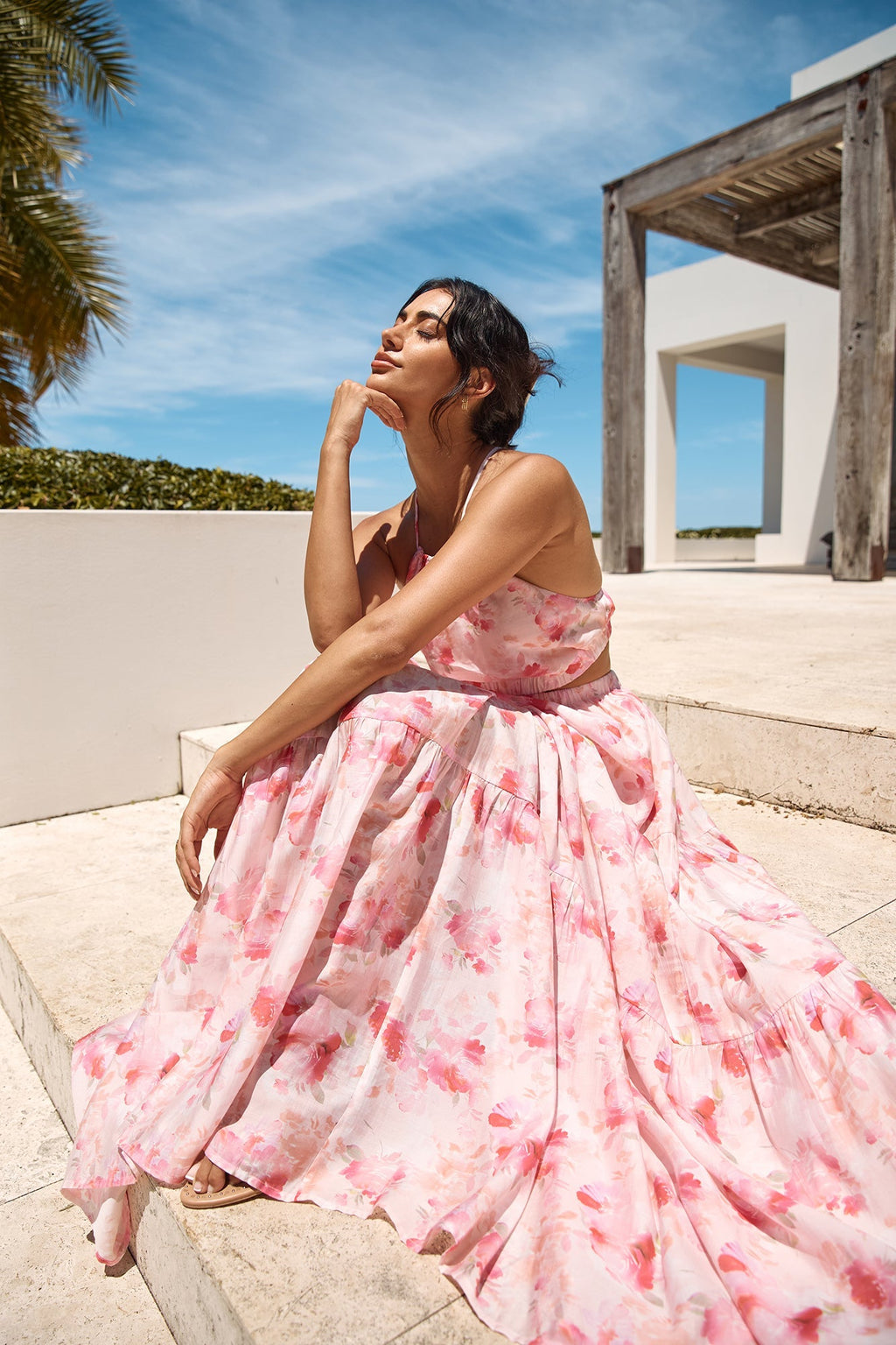 Sunset Soiree Maxi Dress Pink