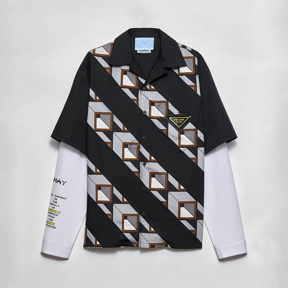 PRADA Black steel Timecapsule Printed Cotton Shirt #377112