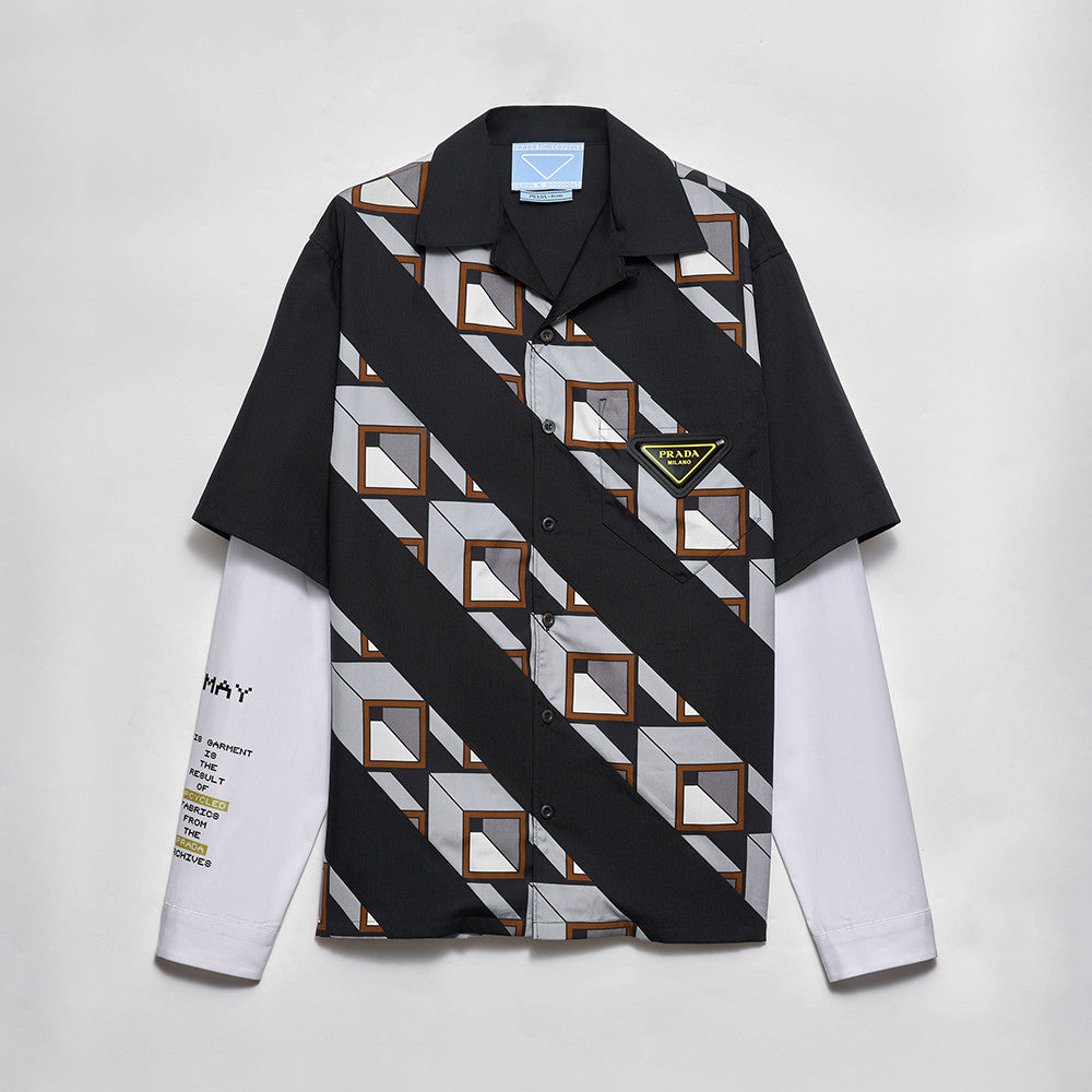 PRADA Black steel Timecapsule Printed Cotton Shirt #377112
