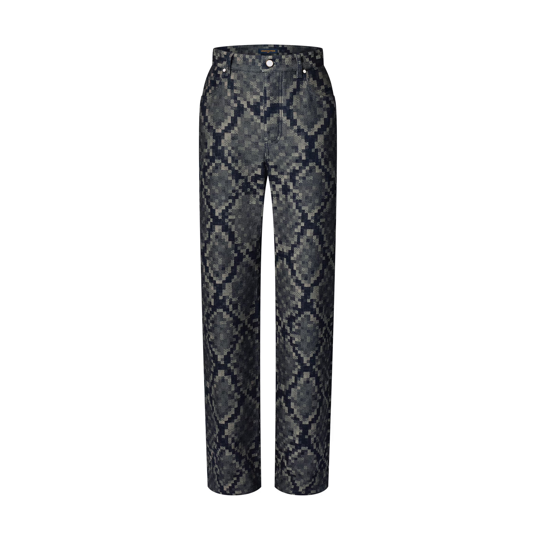 Louis Vuitton Men's Spring and Autumn Solid Color Snake Print Denim Single Breasted Long Sleeve Jacket Jeans Pants Suit Set #76539