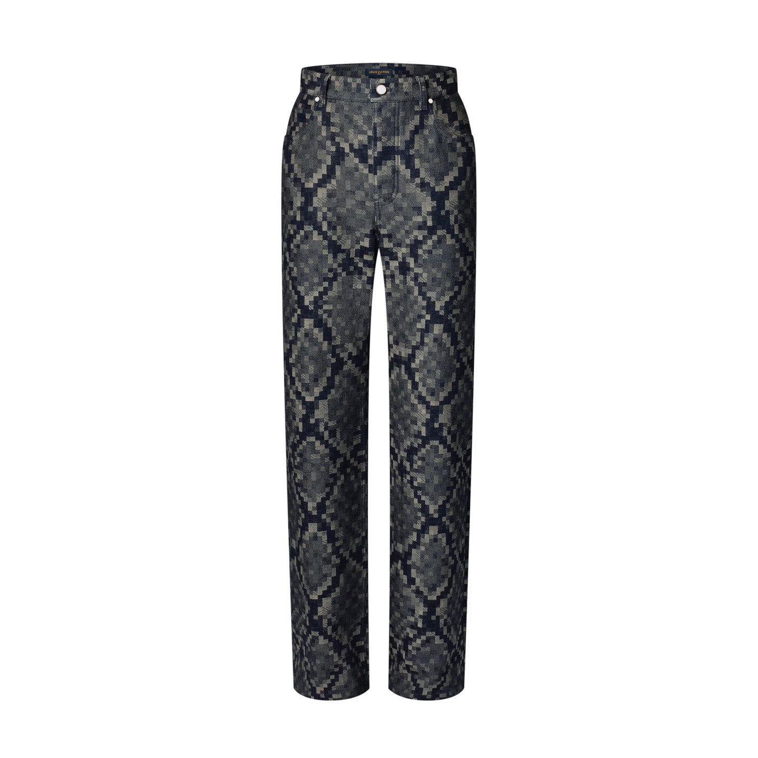 Louis Vuitton Men's Spring and Autumn Solid Color Snake Print Denim Single Breasted Long Sleeve Jacket Jeans Pants Suit Set #76539
