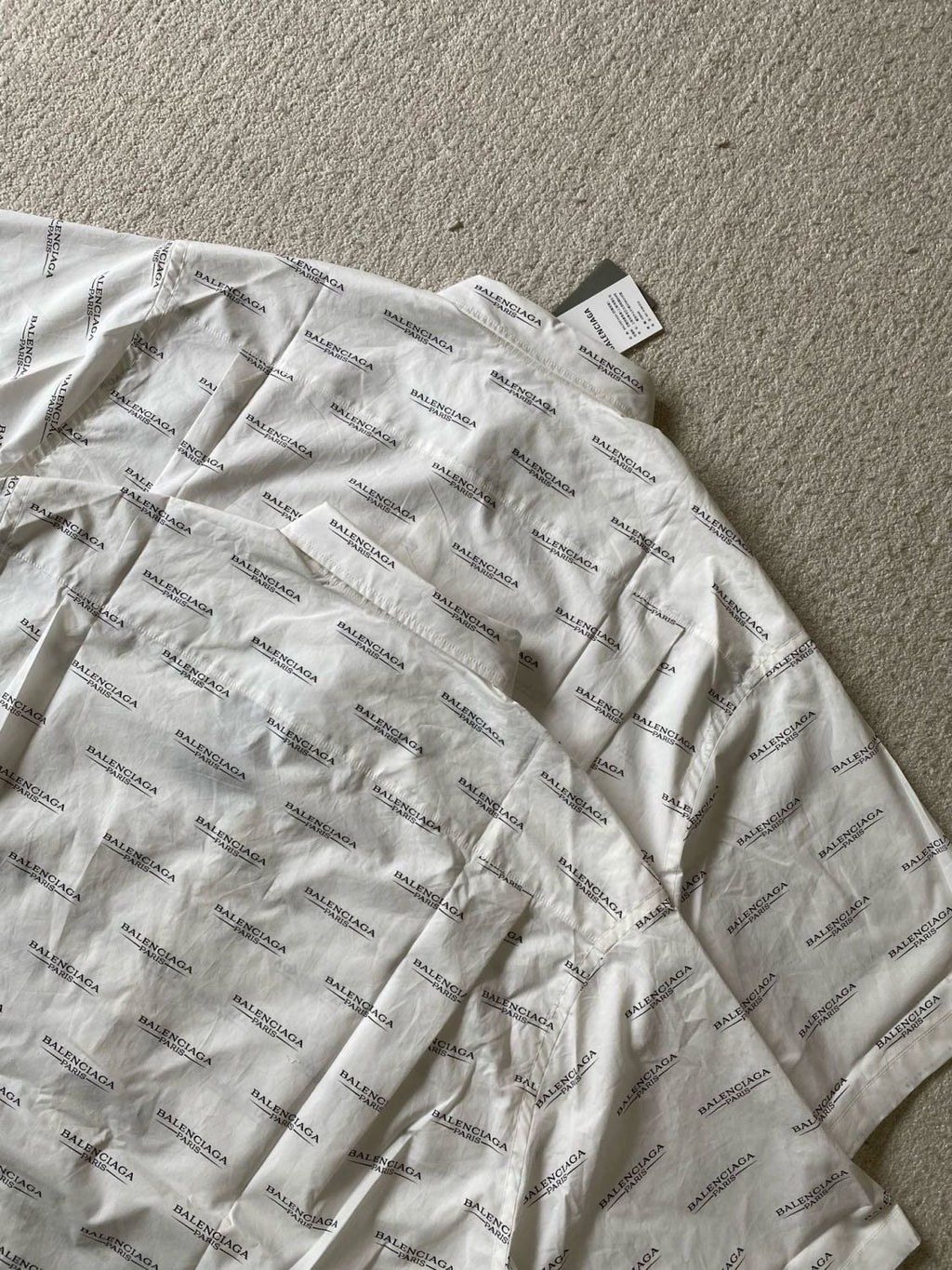 Balenciaga Men's Summer Solid Color Letter Print Single Breasted Short Sleeve Shirt #76361