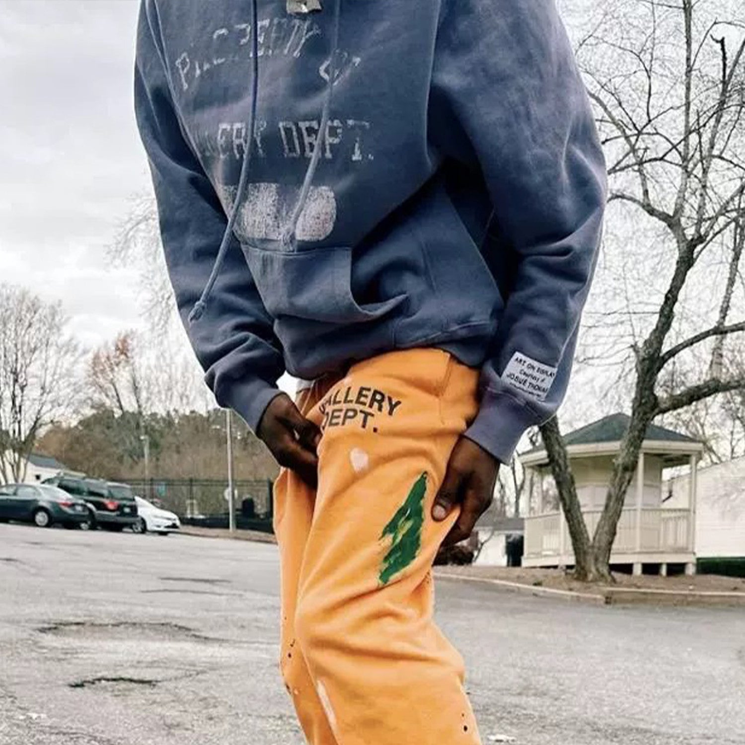 Gallery Dept Men's And Women's Spring And Fall Letters Gradient Retro Washed Round Neck Pullover Hoodie Cotton Long Sleeve Hooded Sweatshirt Ngvp #9252