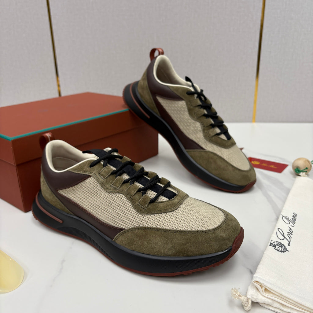 Loro Piana Week End Walk Mesh Cowhide Suede Casual Sneakers #381648