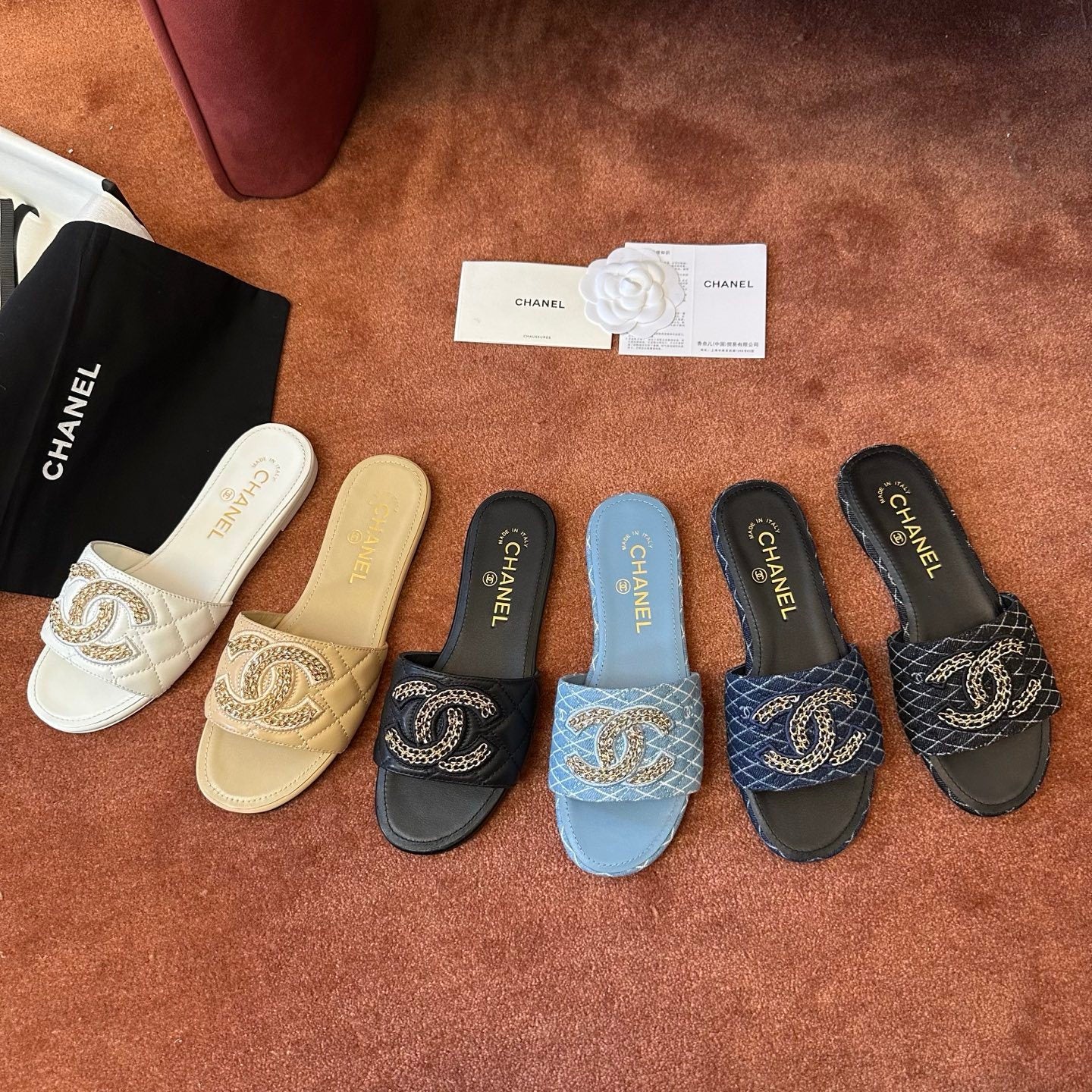 Chanel Women's Spring Summer Leather Logo Slippers Solid Color Woven Shoes Fashion Casual Trend Elegant Sandals #81417