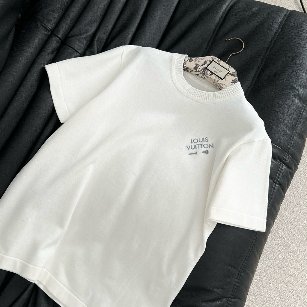 Louis Vuitton Men's Summer Embroidered Logo Round Neck Cotton Short Sleeve T-Shirt #73133