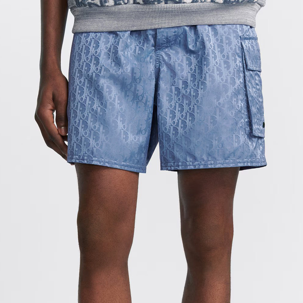 Dior Men's Summer Solid Color Logo Monogram Full Print Drawstring Tie Polyester Shorts Pants #72363