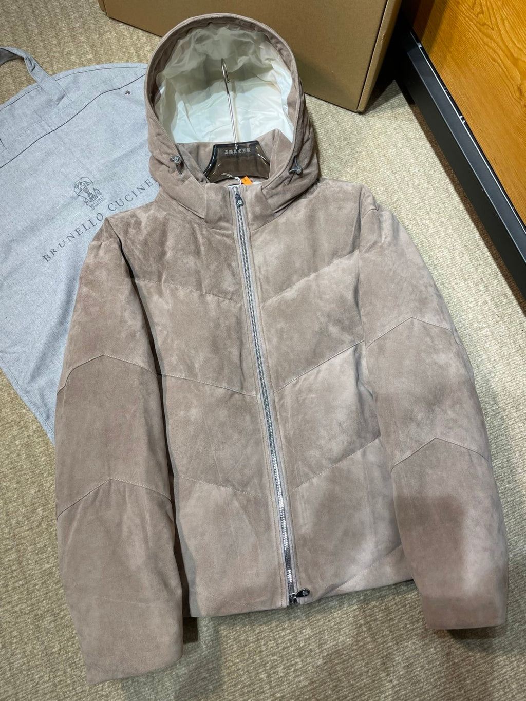 Brunello Cucinelli Quilted suede down jacket #333856