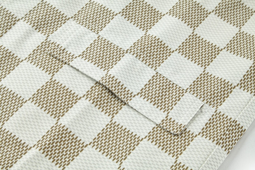 Louis Vuitton Men's Fall And Winter White Checkered Lapel Single Breasted Pocket Long Sleeved Jacket #72775