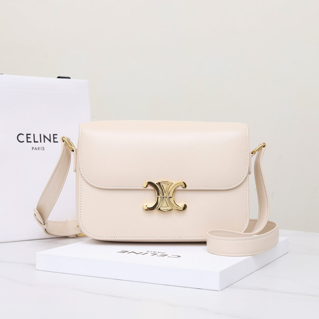 Celine Teen Triomphe Glossy Cow Leather Handbags Women's Temperament Luxury Solid Colour Temperament Crossbody Bag Logo Handbags Bag Bags #71965